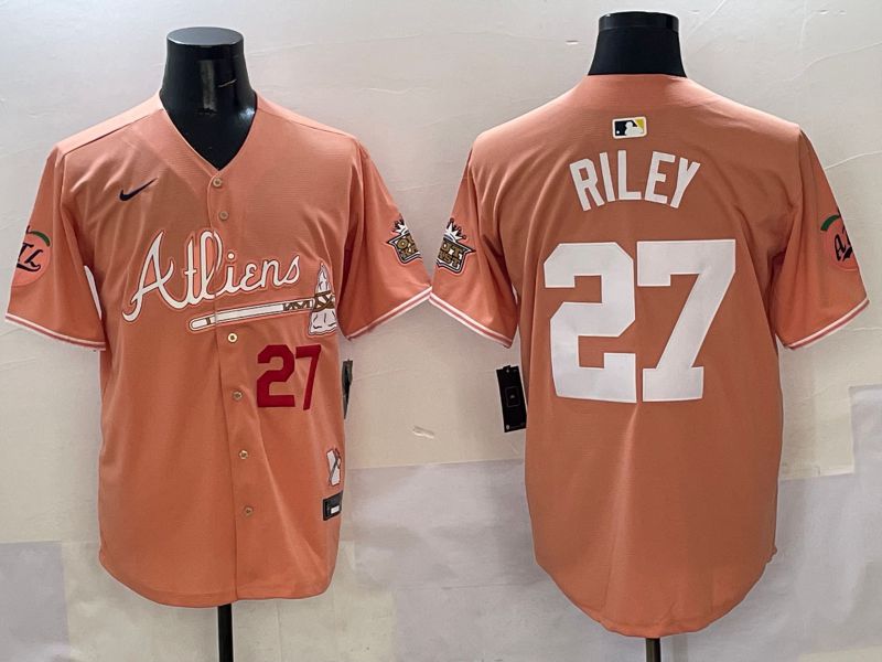 Men Atlanta Braves #27 Riley Orange Five generations Joint Name 2025 Nike MLB Jersey style 2